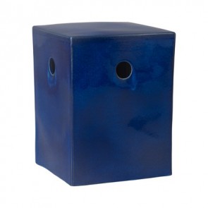 Sapphire Navy Blue Ceramic Square Stool