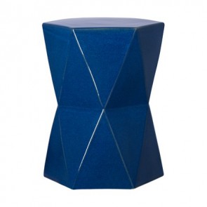 Sapphire Navy Blue Ceramic Hexagonal Concave Stool