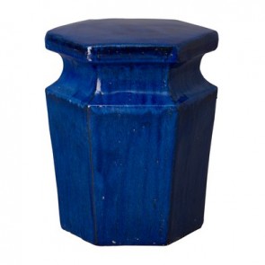 Sapphire Navy Blue Ceramic Rounded Hexagonal Stool