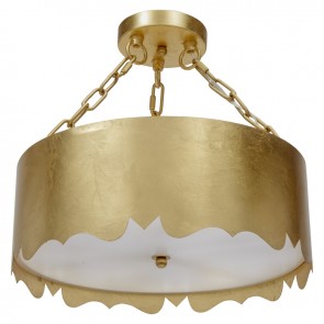 Lilly Gold Scalloped Semi Flush 