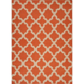 Quatrefoil Maroc Aster Wool Rug Orange Red
