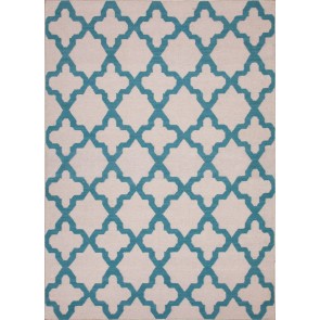 Quatrefoil Maroc Aster Wool Rug Turquoise