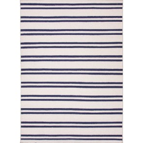  Amherst Striped Wool Rug Blue & Cream CLEARANCE
