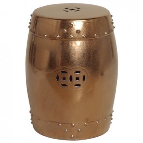 Metallic Ceramic Garden Stool Gold