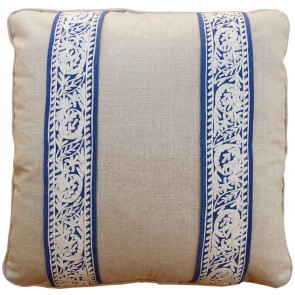 Linen and Crewel Tape Luxury Pillows Orange
