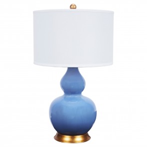 Paris Blue and Brass Ceramic Double Gourd Lamp