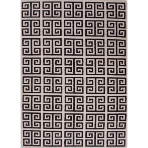 Greek Key Flat Wool Rug Black & White LIMITED