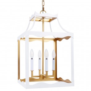 Lilly White and Gold Scalloped Lantern 